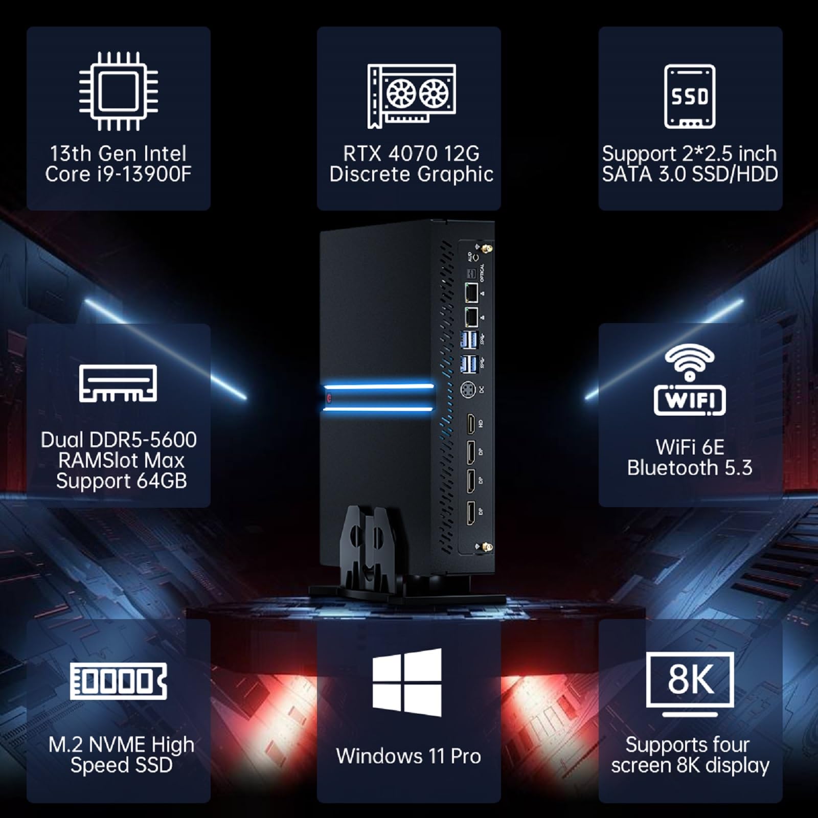 Mini Gaming PC i9-13900F with GeForce RTX4070, Mini Game Desktop Mini Gaming PC i9-13900F with GeForce RTX4070, Mini Game Desktop